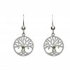 STERLING SILVER TREE OF LIFE EARRINGS WITH GREEN CENTRE STONE