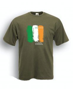 CELTIC THUNDER IRISH FLAG SHIRT / OLIVE GREEN