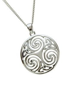 Large Celtic Triskele Pendant In Sterling Silver