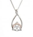 Silver Trinity Pendant With Cz Set In Rose Gold